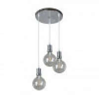 Distribuidor - Lâmpadas Diversas | Lâmpadas Modernas | LAMPARA PRISCO 3XE27 CROMO/TRANSPARENTE BOMBILLAS INCLUIDAS 24W 2700K 2550LM REGX36X36 CM  Ref: 167183020